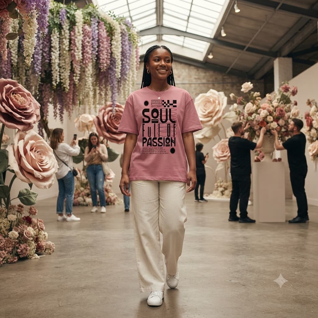 Women's Dusty Rose Oversized Round Neck T-shirt