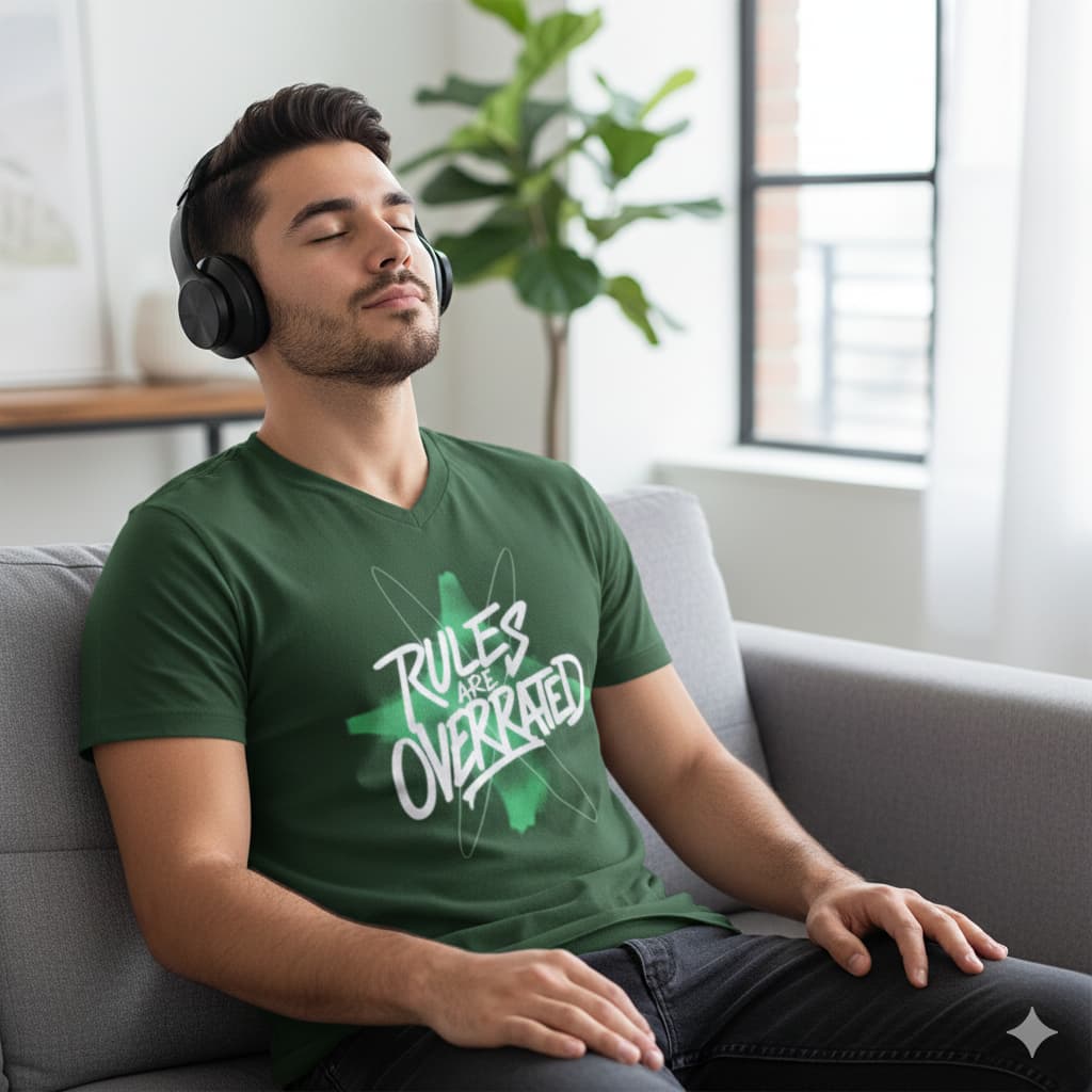 MENS OLIVE GREEN VNECK T-SHIRT