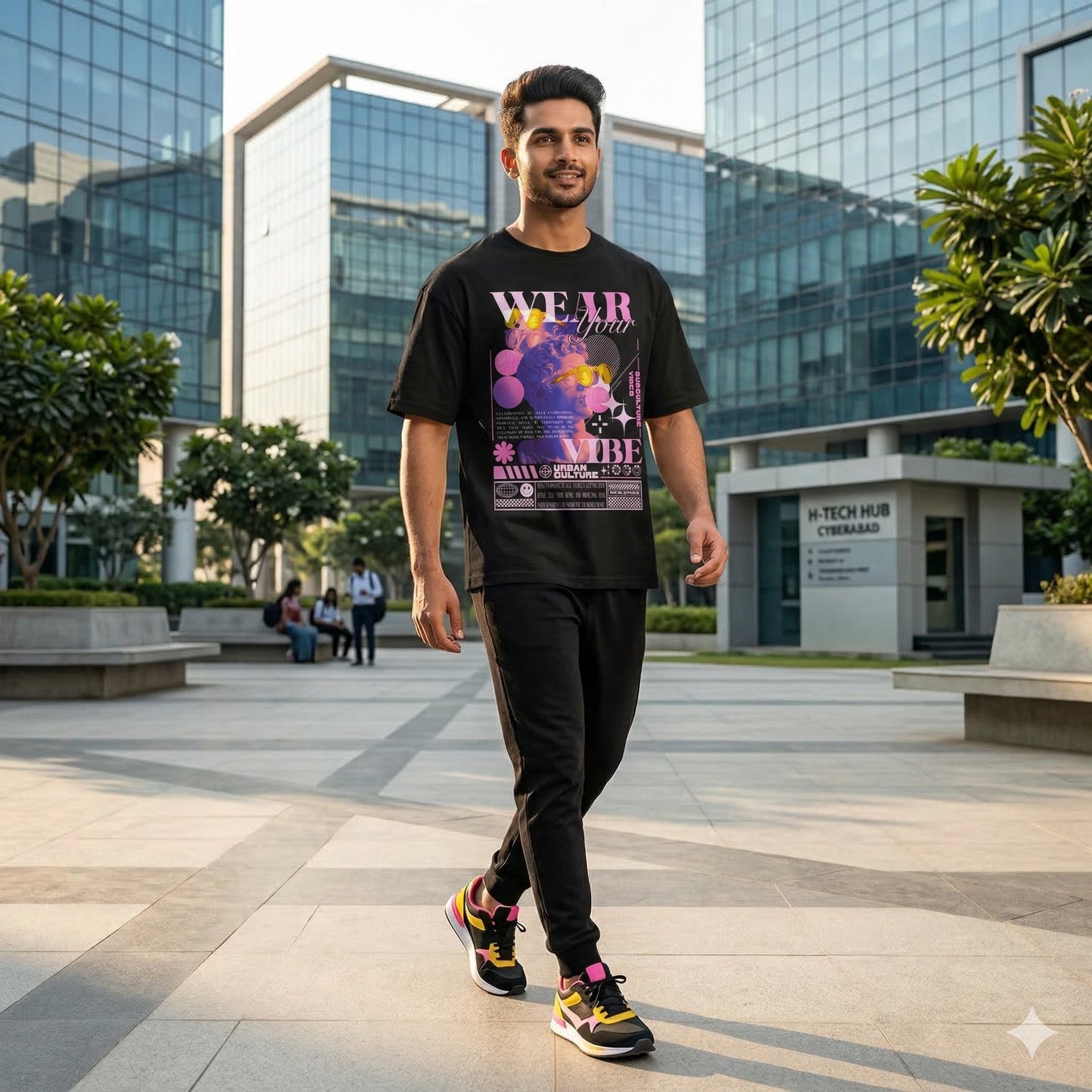 Men's Black Oversized Round Neck T-shirts