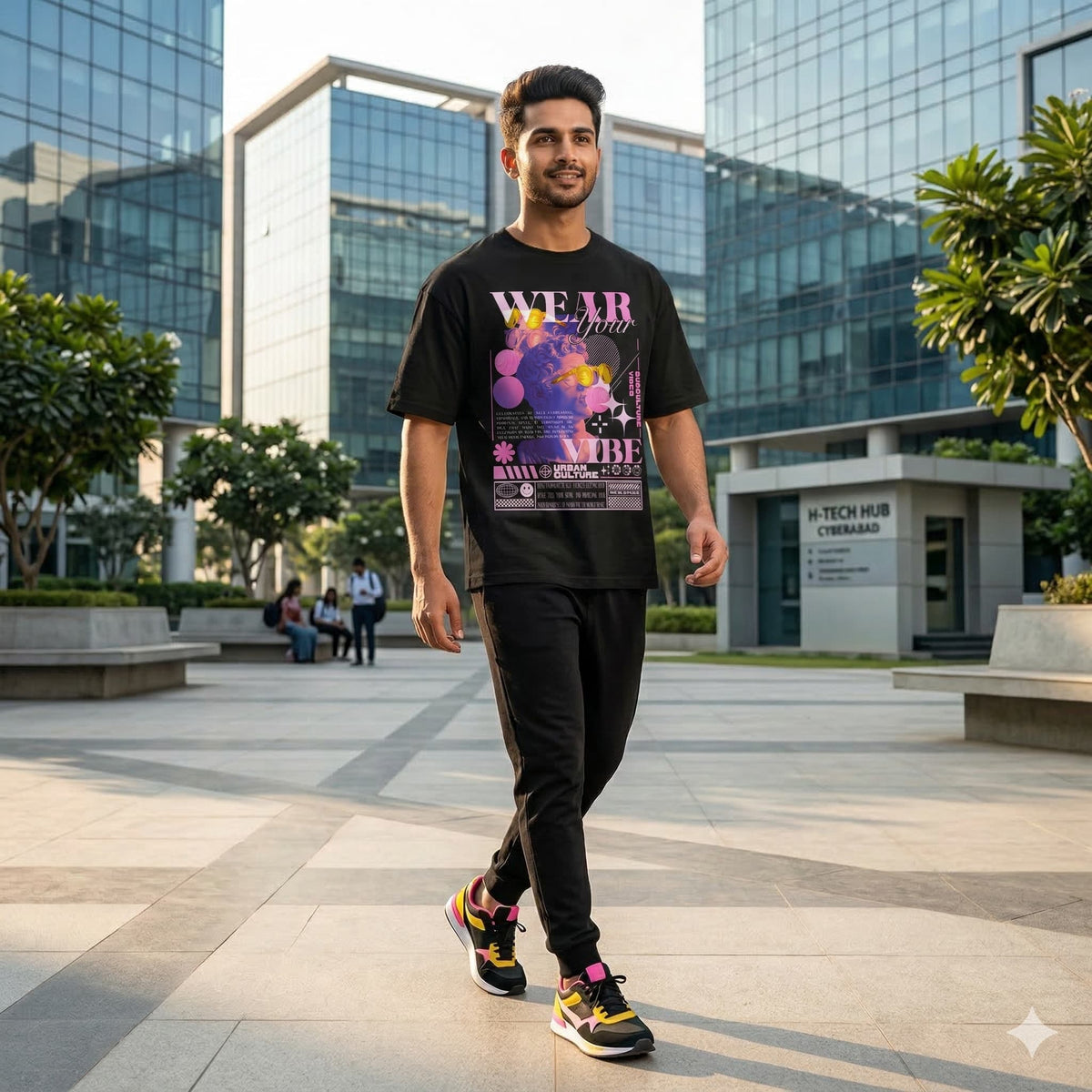 Karavirs® Resonant Black oversized tee for men India