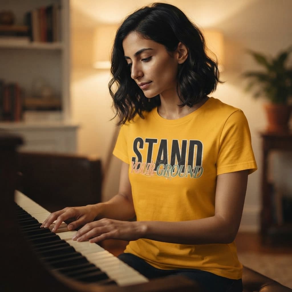Women's Golden Yellow Round Neck T-shirt