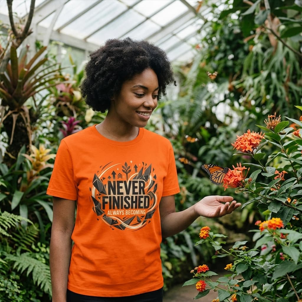 Women's Orange Round Neck T-shirt