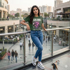 Women's Olive Green Round Neck T-shirts