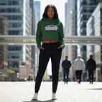 WOMENS OLIVE GREEN CROP HOODIES