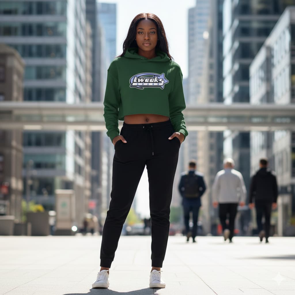 WOMENS OLIVE GREEN CROP HOODIES