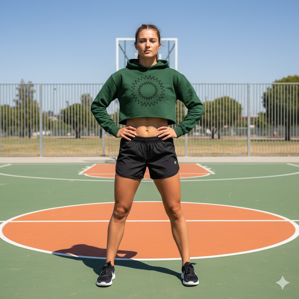WOMENS OLIVE GREEN CROP HOODIES