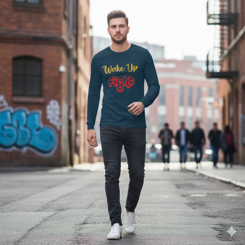 MENS NAVY BLUE ROUNDECK F/S T-SHIRT