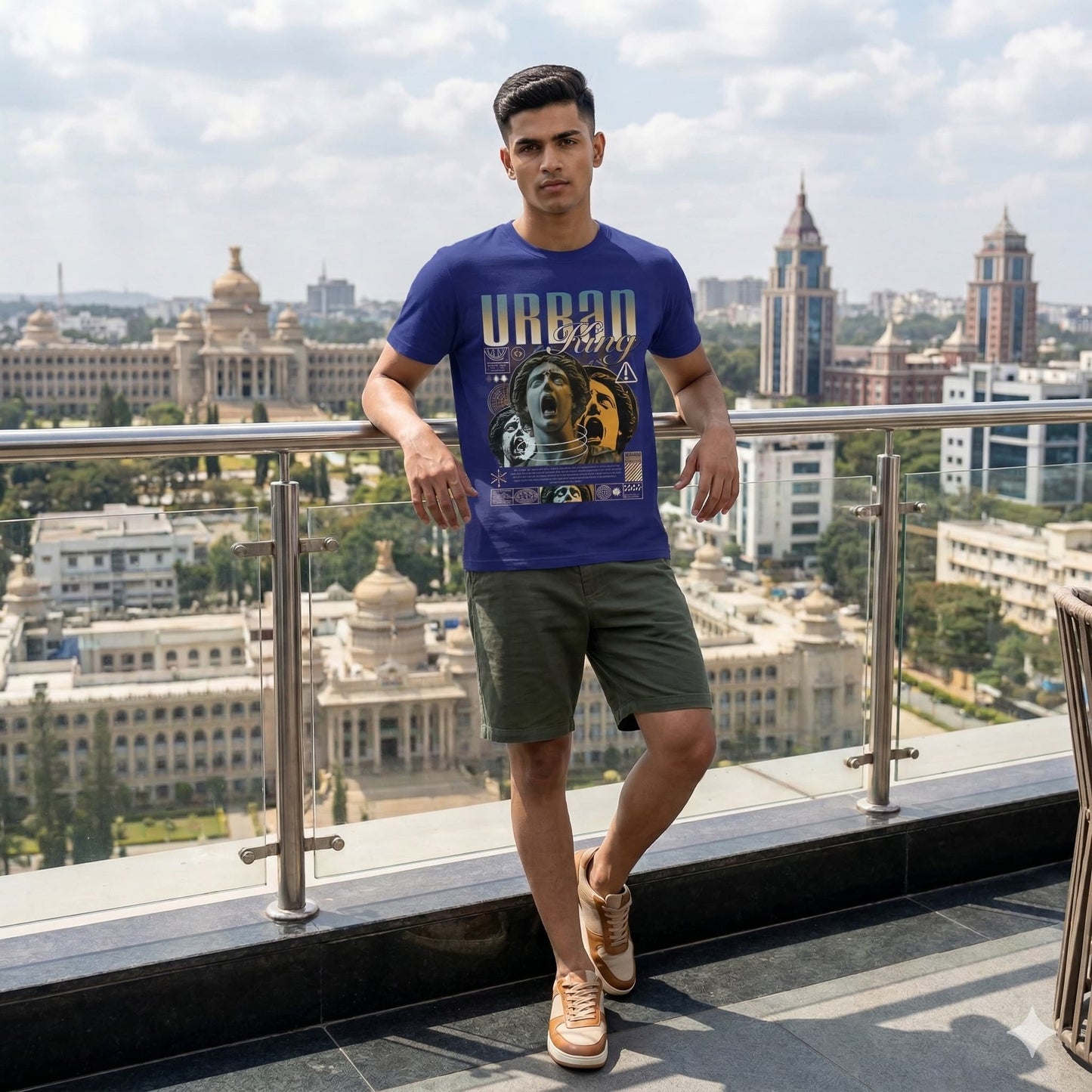 Men's Royal Blue Round Neck T-shirts