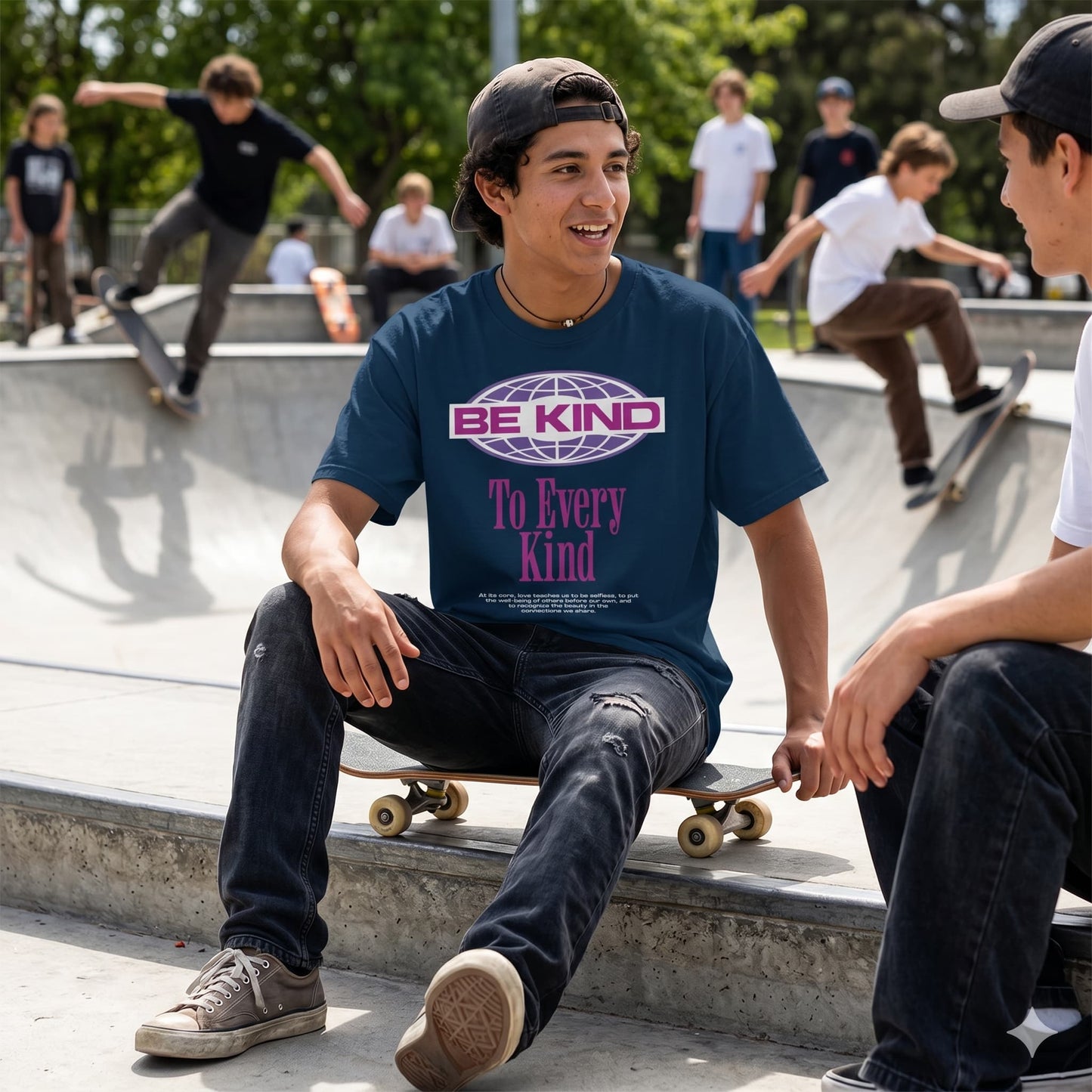 Men's Navy Blue Oversized Round Neck T-shirt