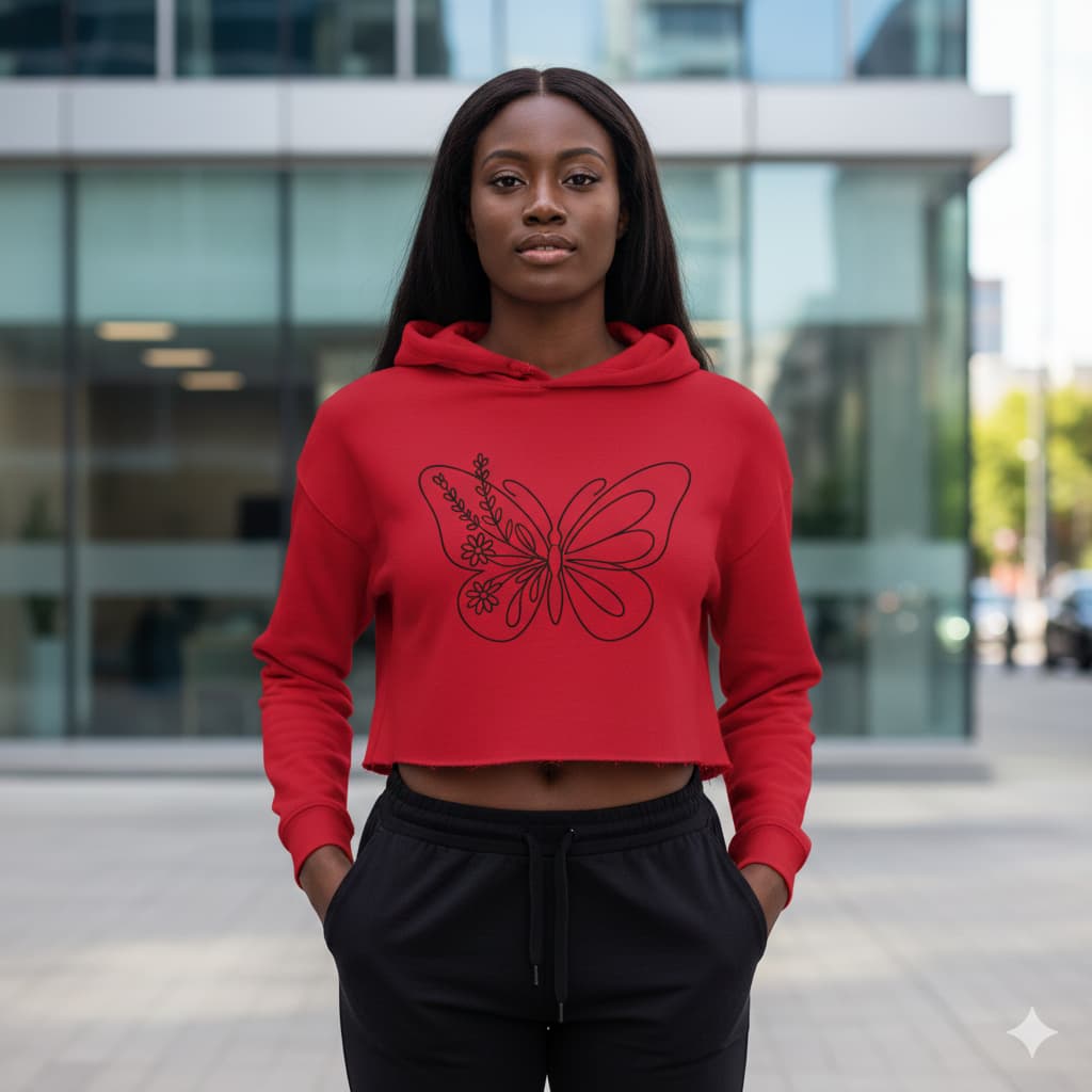 WOMENS RED CROP HOODIES