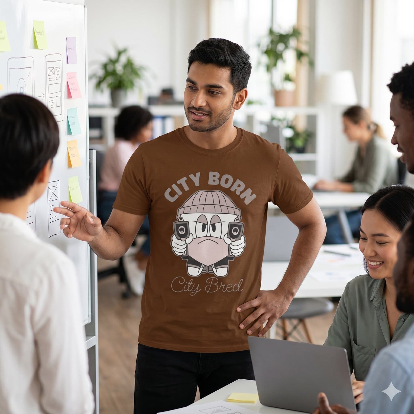 Men's Coffee Brown Round Neck T-shirt