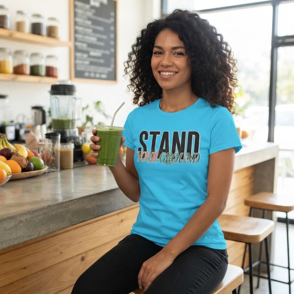 Women's Sky Blue Round Neck T-shirt