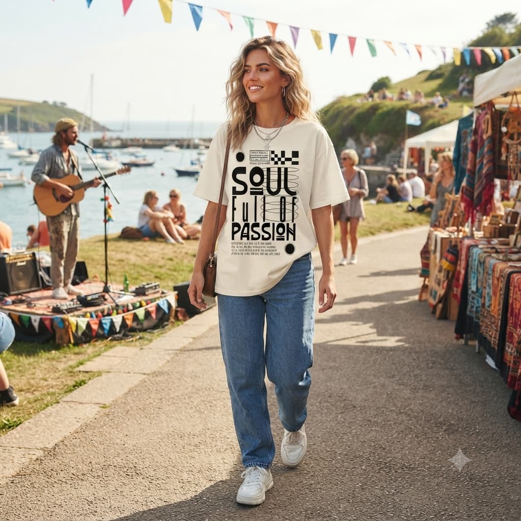 Women's Off-White Oversized Round Neck T-shirt