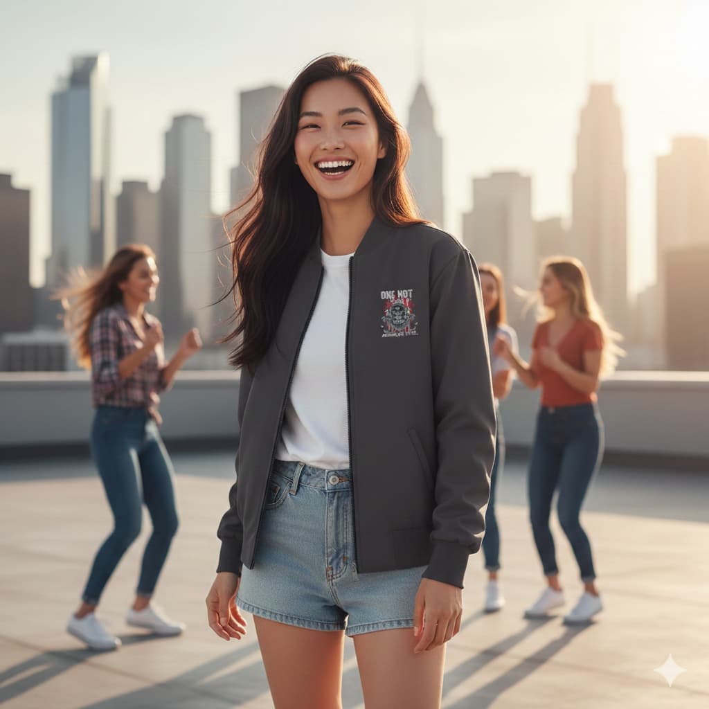 Women's Charcoal Grey Bomber Jacket