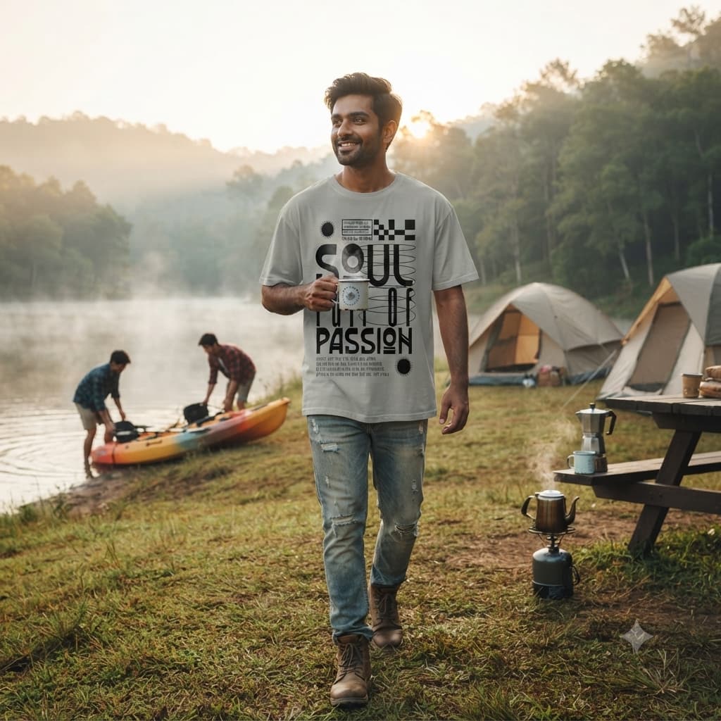 Men's Silver Frost Oversized Round Neck T-shirt