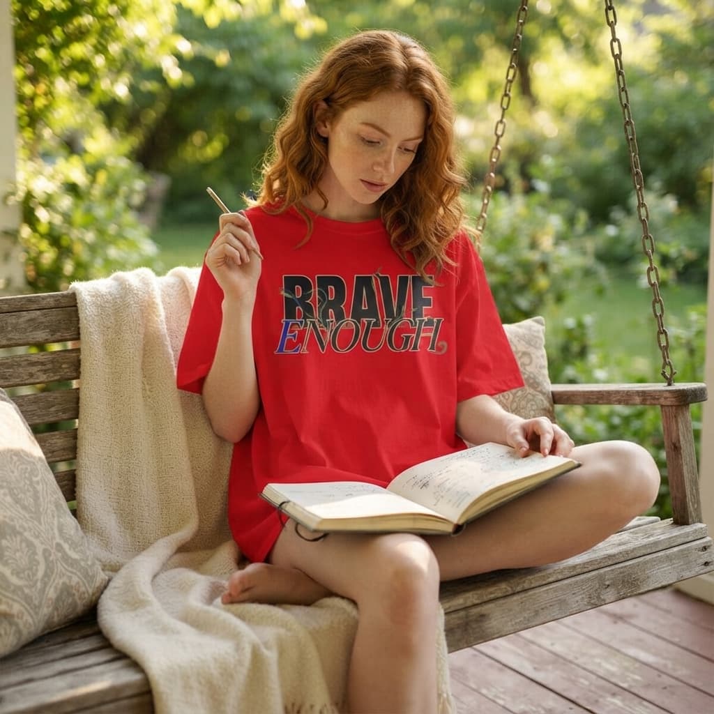 Women's Red Oversized Round Neck T-shirt