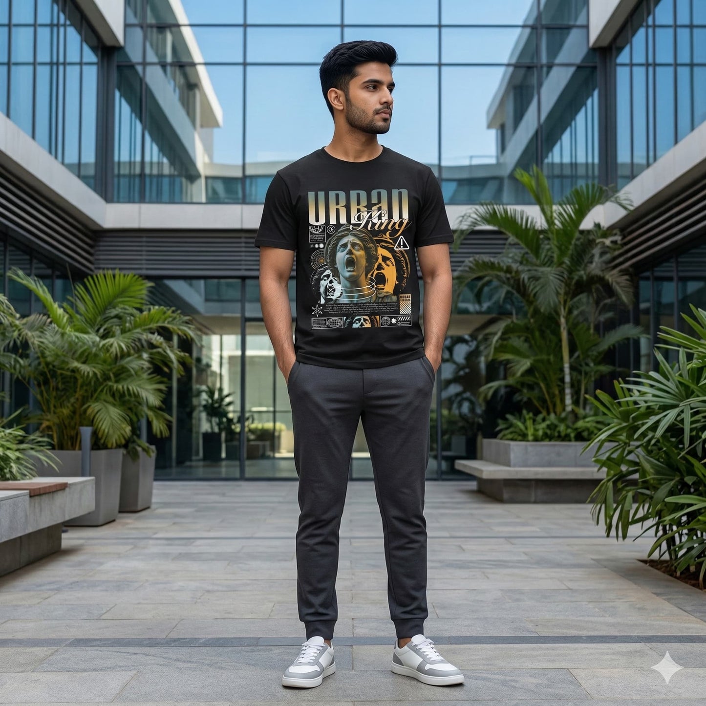 Men's Black Round Neck T-shirts