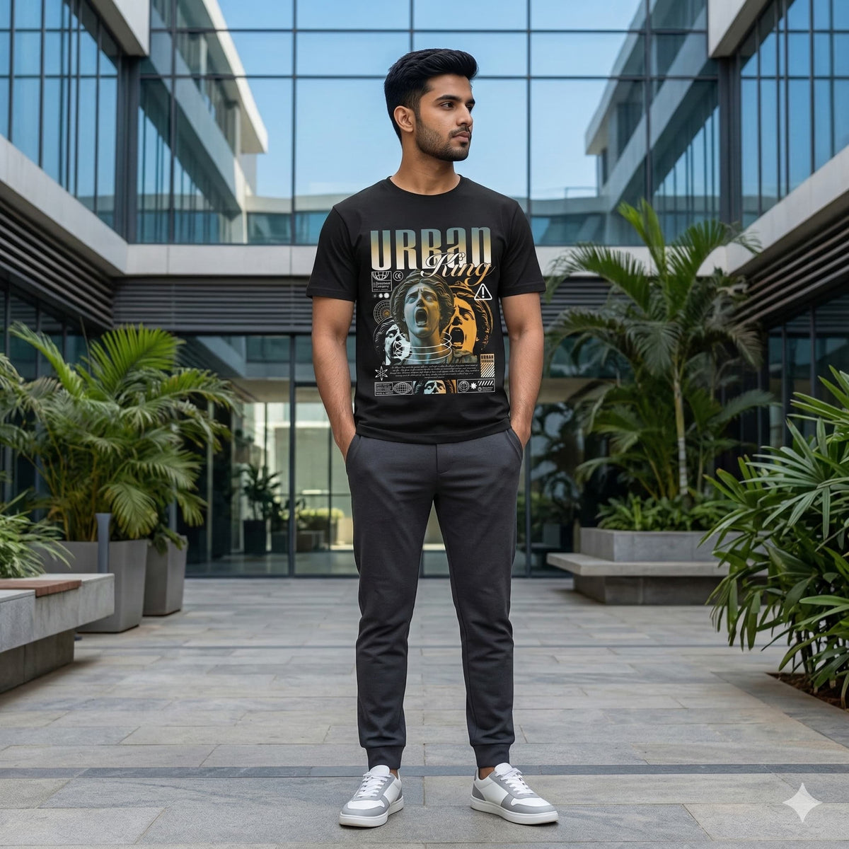 Men's Black Round Neck T-shirts