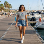 Women's Melange Grey Crop Top