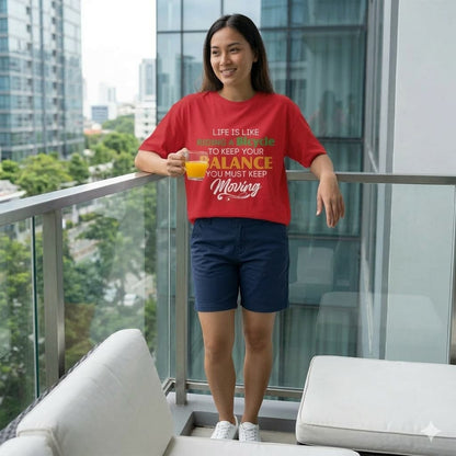 WOMENS RED OVERSIZED ROUNDNECK T-SHIRT