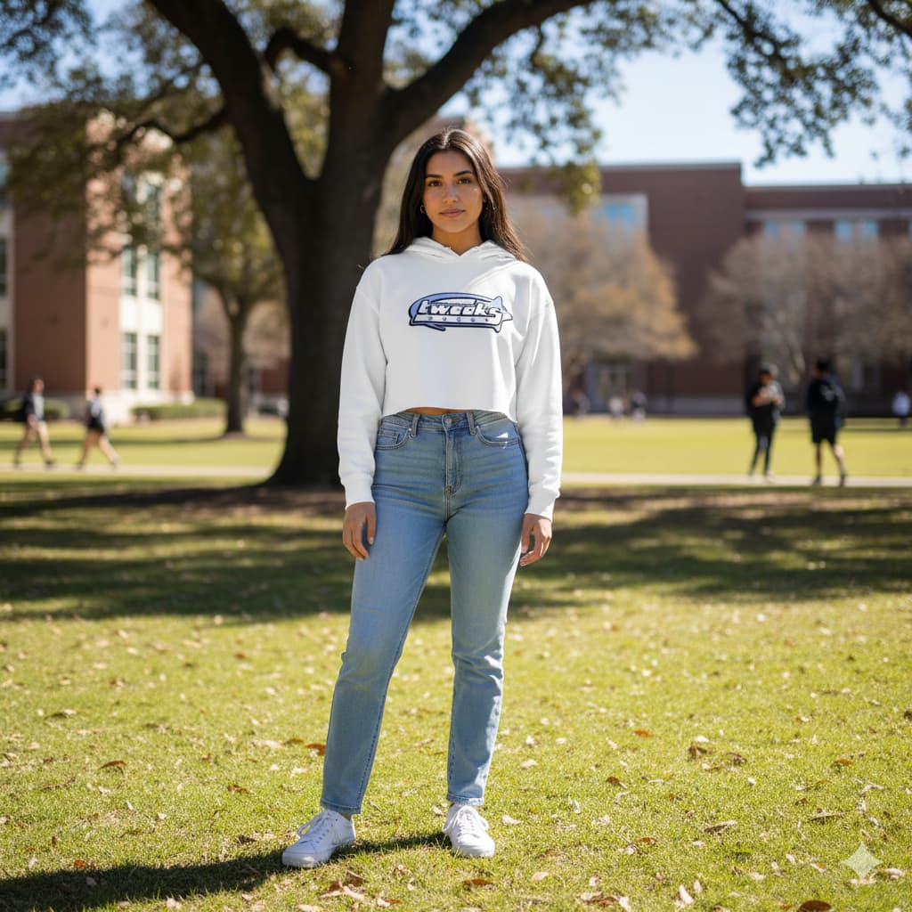 WOMENS WHITE CROP HOODIES