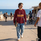 Men's Maroon Round Neck Full Sleeves T-shirt