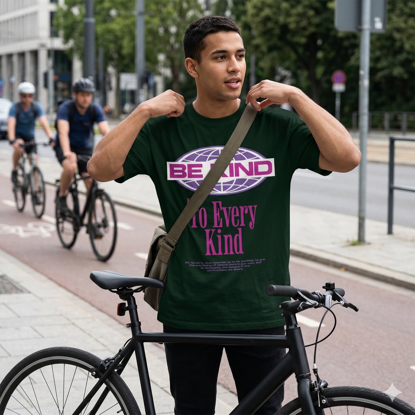 Men's Bottle Green Oversized Round Neck T-shirt