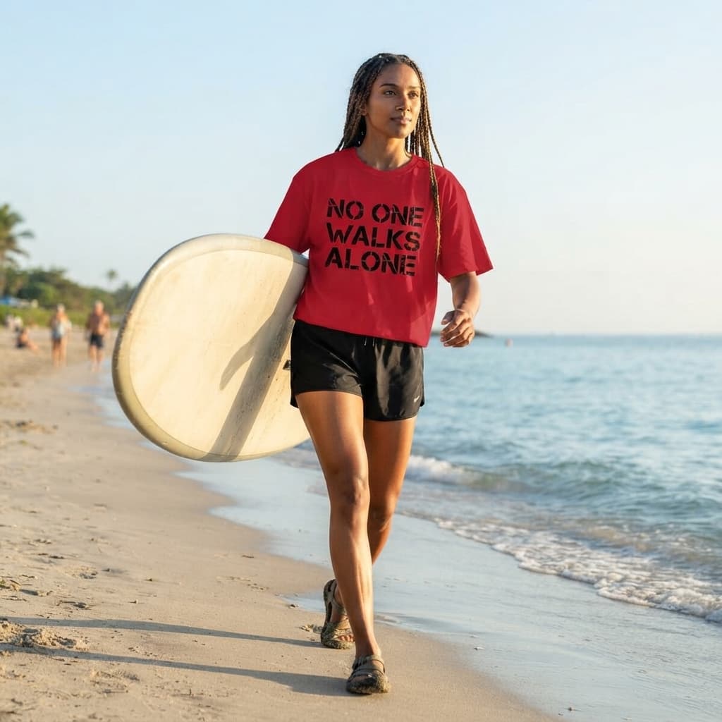 Women's Red Oversized Round Neck T-shirt