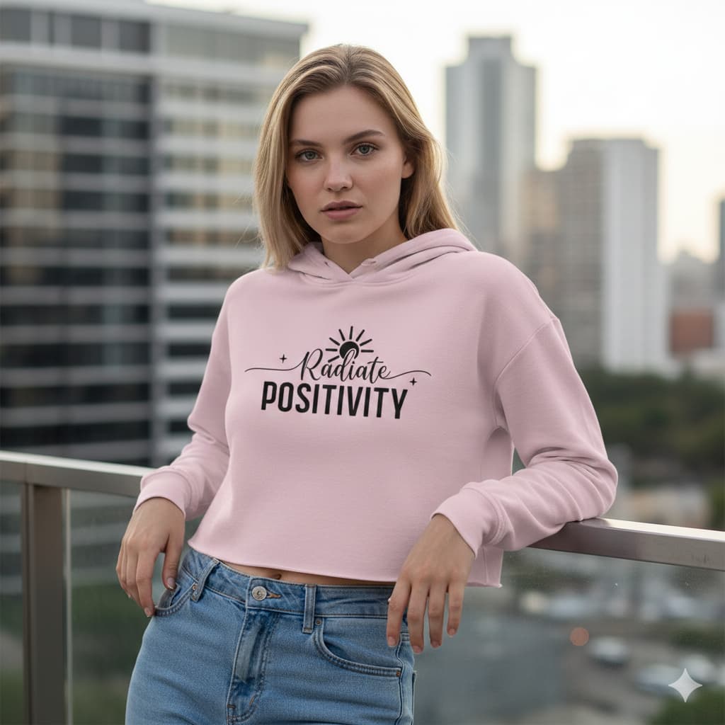 WOMENS LIGHT PINK CROP HOODIES 