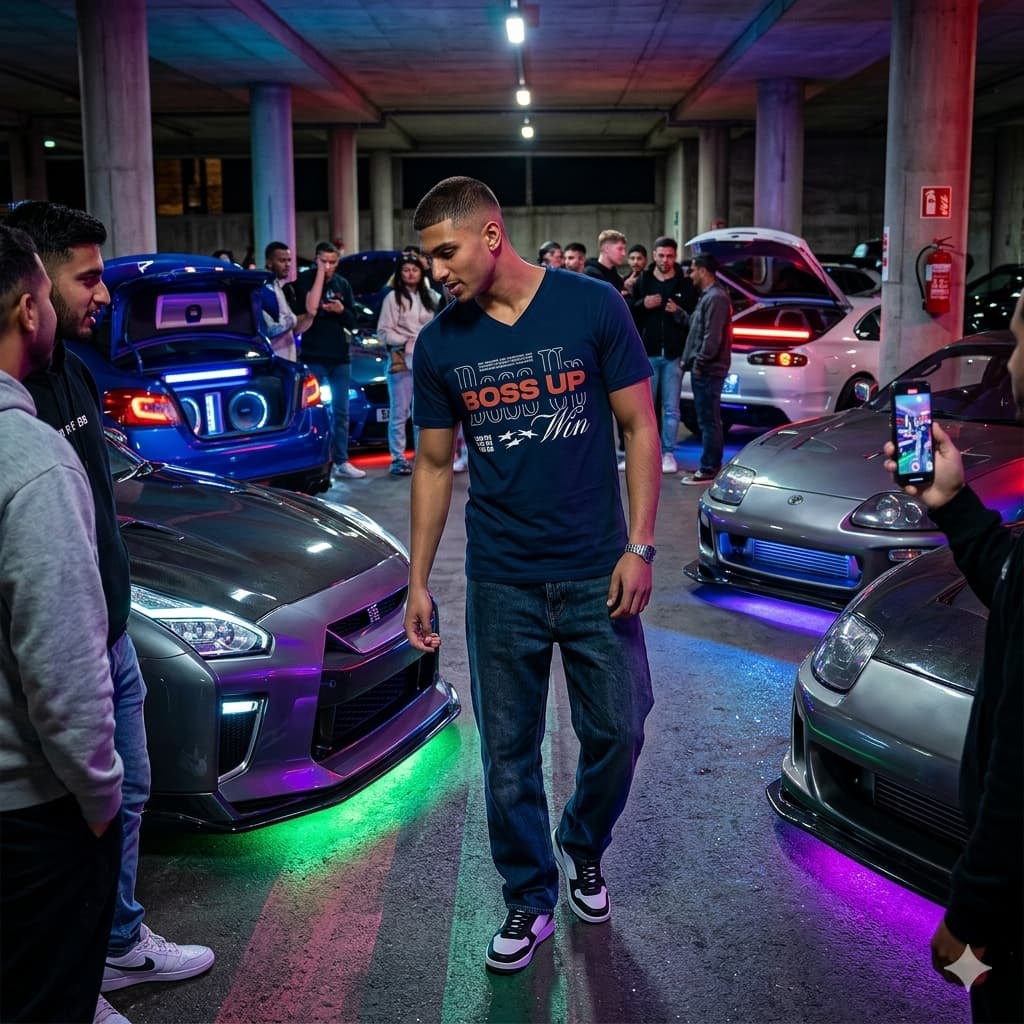 Men's Navy Blue V-Neck T-shirt