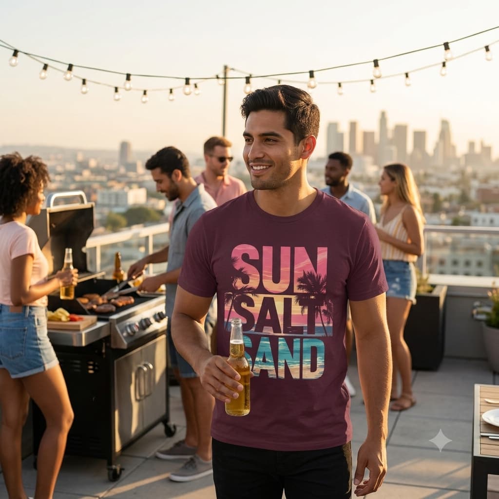 Men's Burgundy Round Neck T-shirts