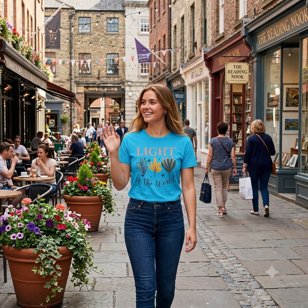 Women's Sky Blue Round Neck T-shirts