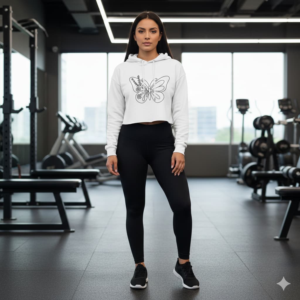 WOMENS WHITE CROP HOODIES