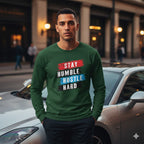Men's Olive Green Full Sleeve Round Neck T-shirts