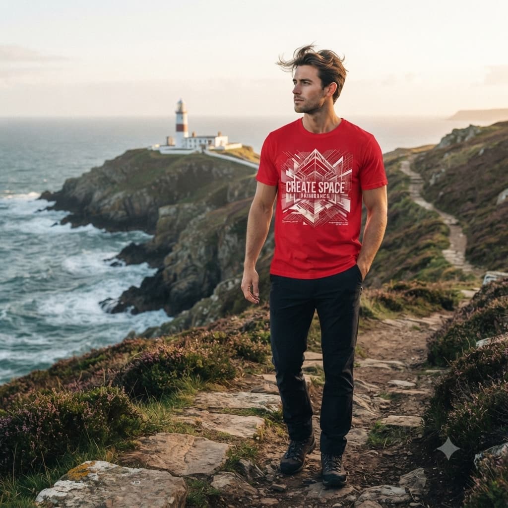 Men’s Red Round Neck T-shirt