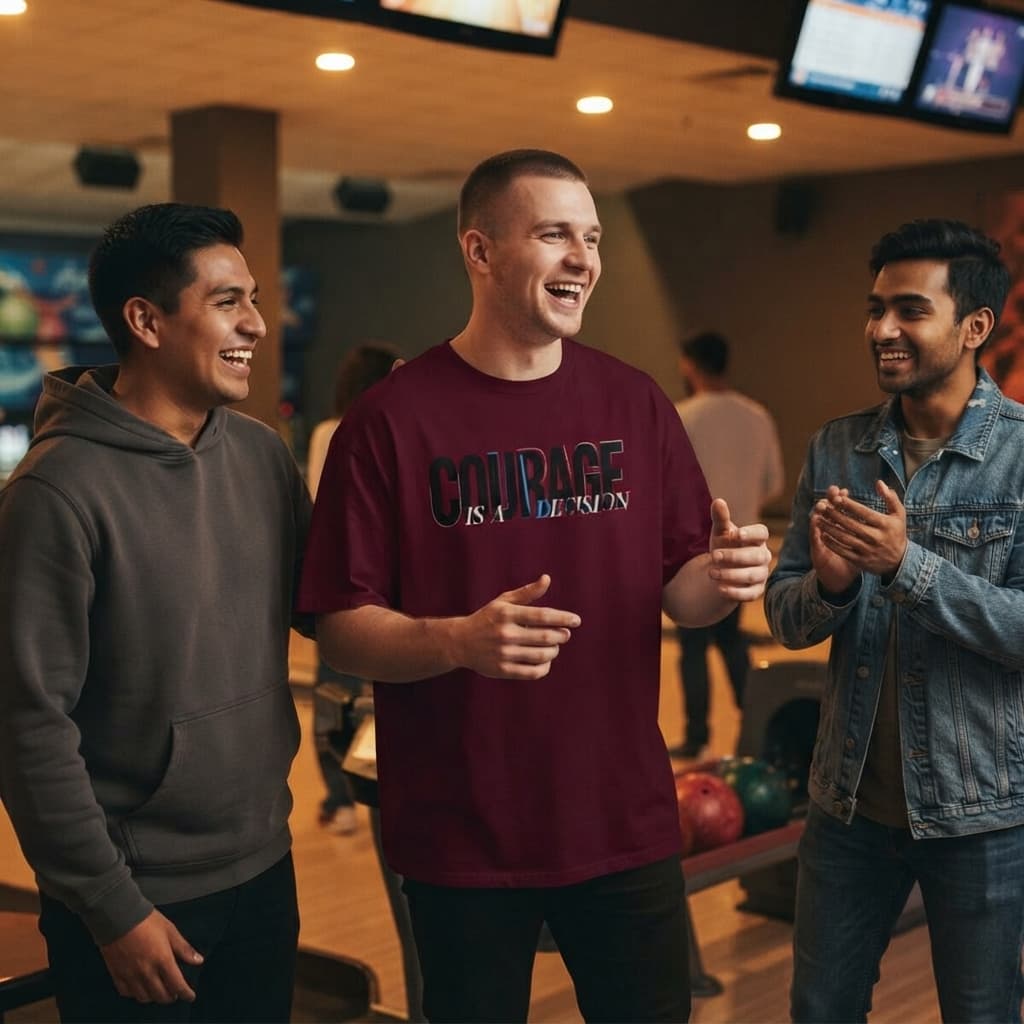 Men’s Burgundy Oversized Round Neck T-shirt
