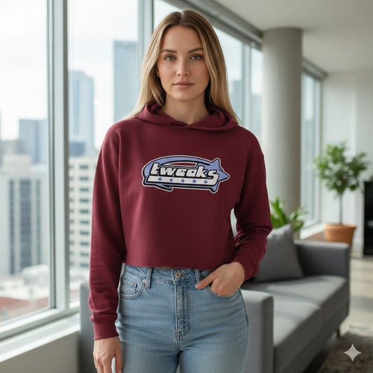 WOMENS MAROON CROP HOODIES