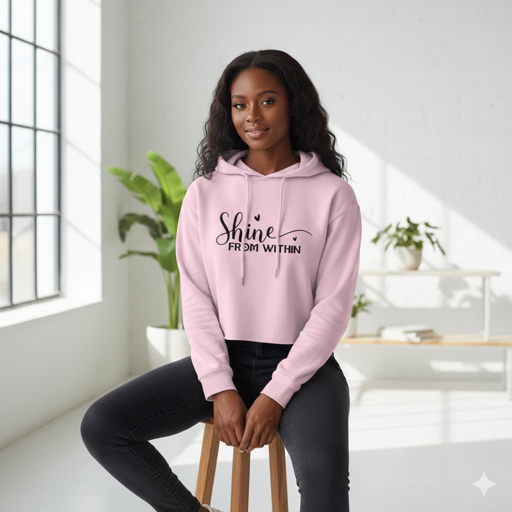 WOMENS LIGHT PINK CROP HOODIES