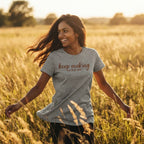 Women's Melange Grey Round Neck T-shirt