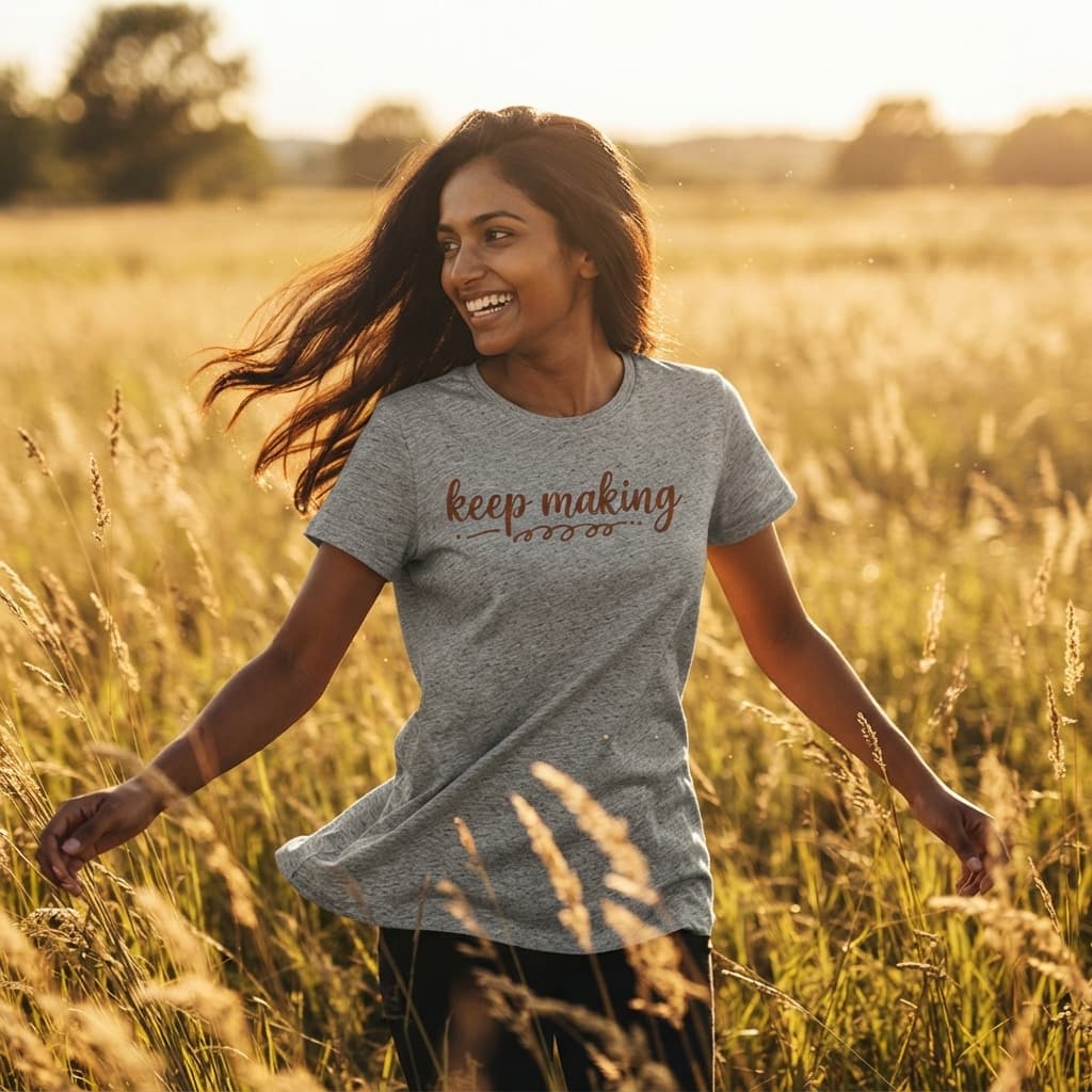 Karavirs® Making Melange Grey graphic tee for women India
