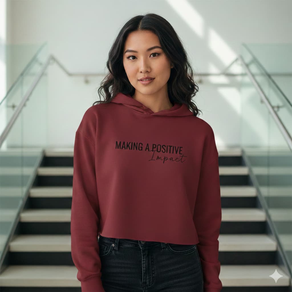 WOMENS MAROON CROP HOODIES 