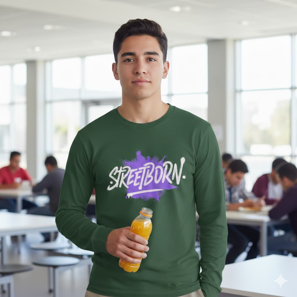 MENS OLIVE GREEN ROUNDNECK F/S T-SHIRT