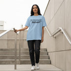 Women's Baby Blue Oversized Round Neck T-shirt