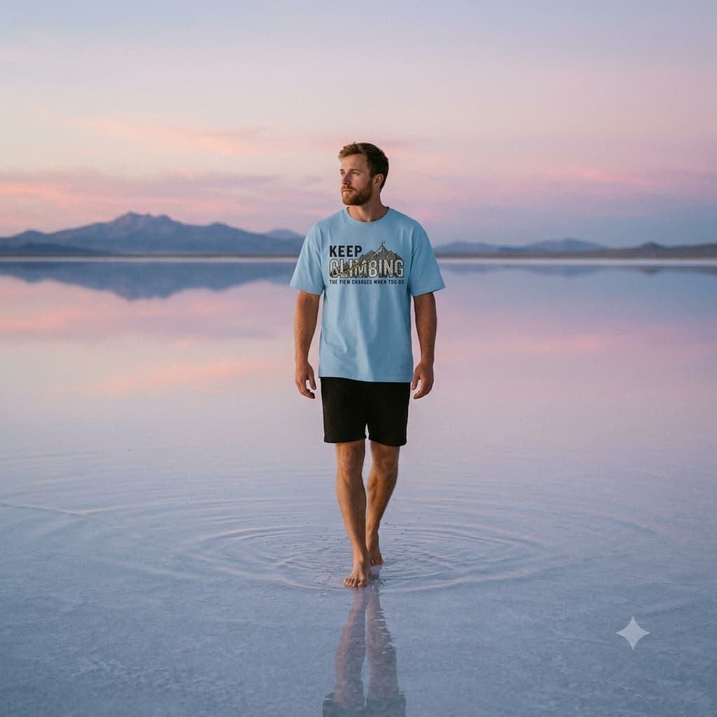 Men's Baby Blue Oversized Round Neck T-shirt