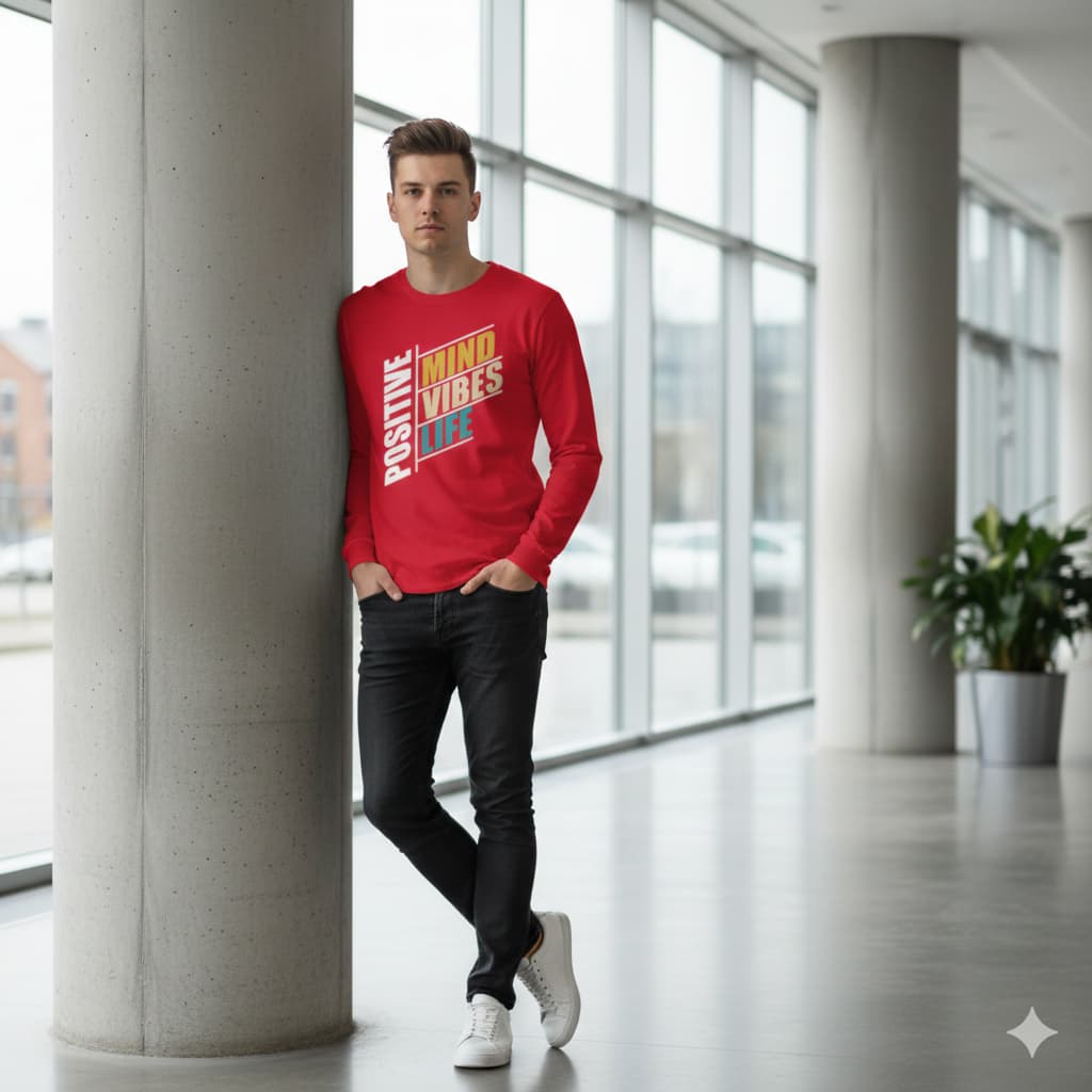 MENS RED ROUNDECK F/S T-SHIRT