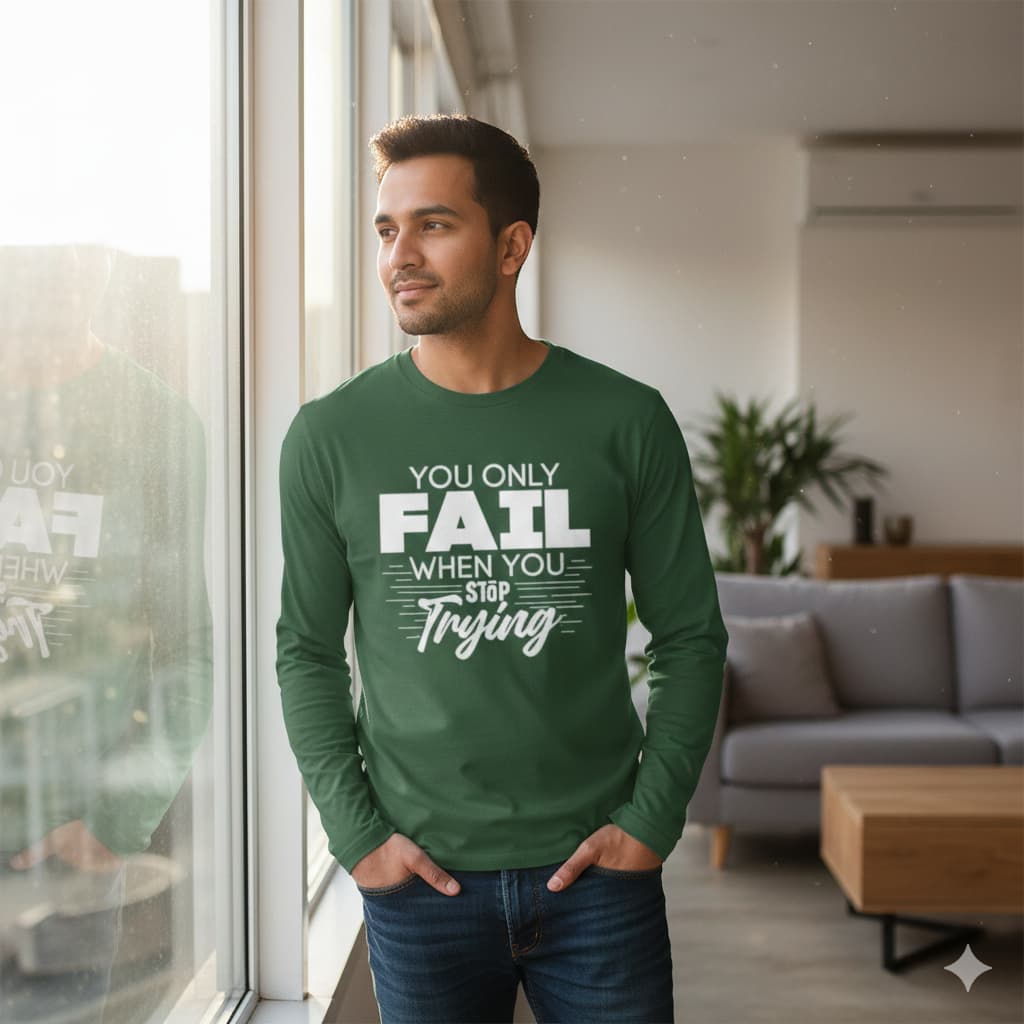 MENS GREEN ROUNDECK F/S T-SHIRT