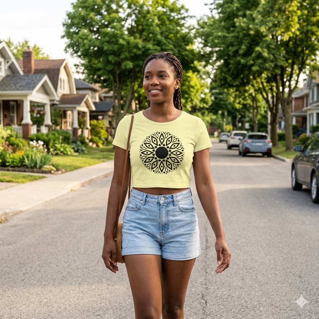 WOMENS BUTTER YELLOW CROP TOP