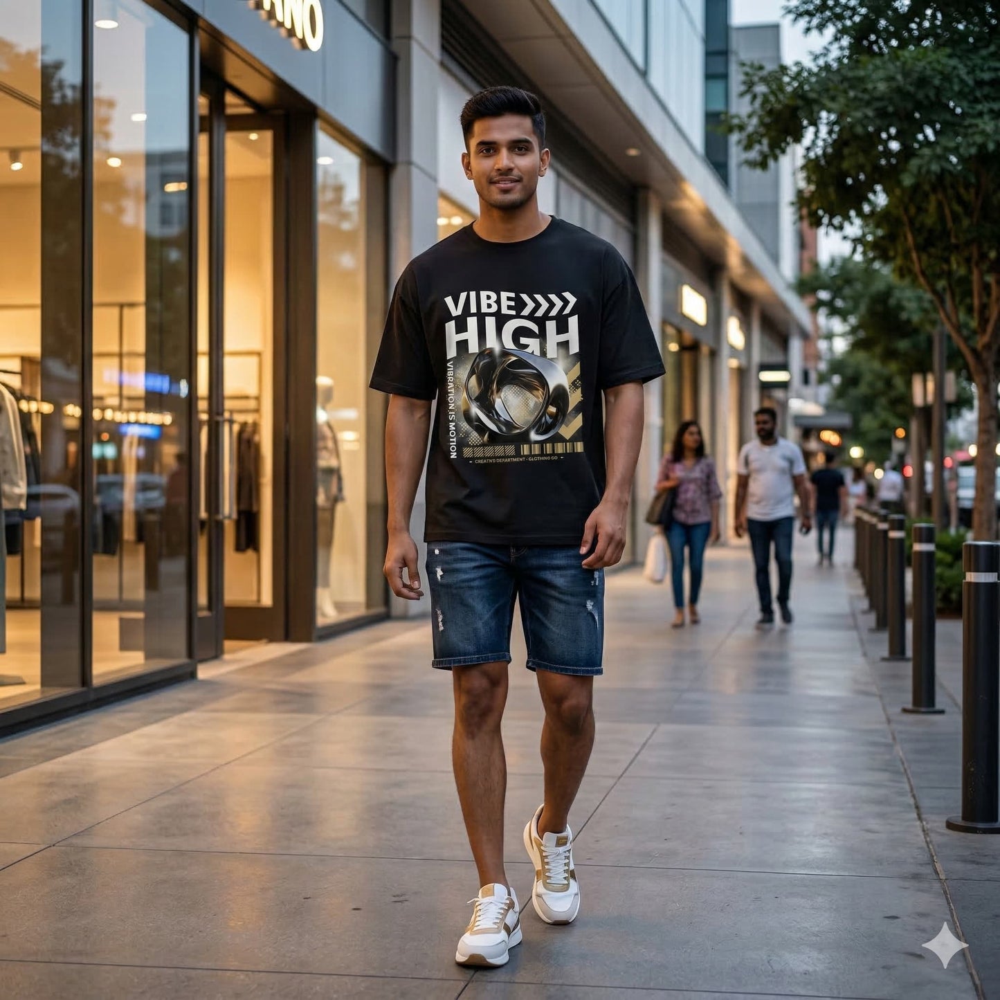 Men's Black Oversized Round Neck T-shirts