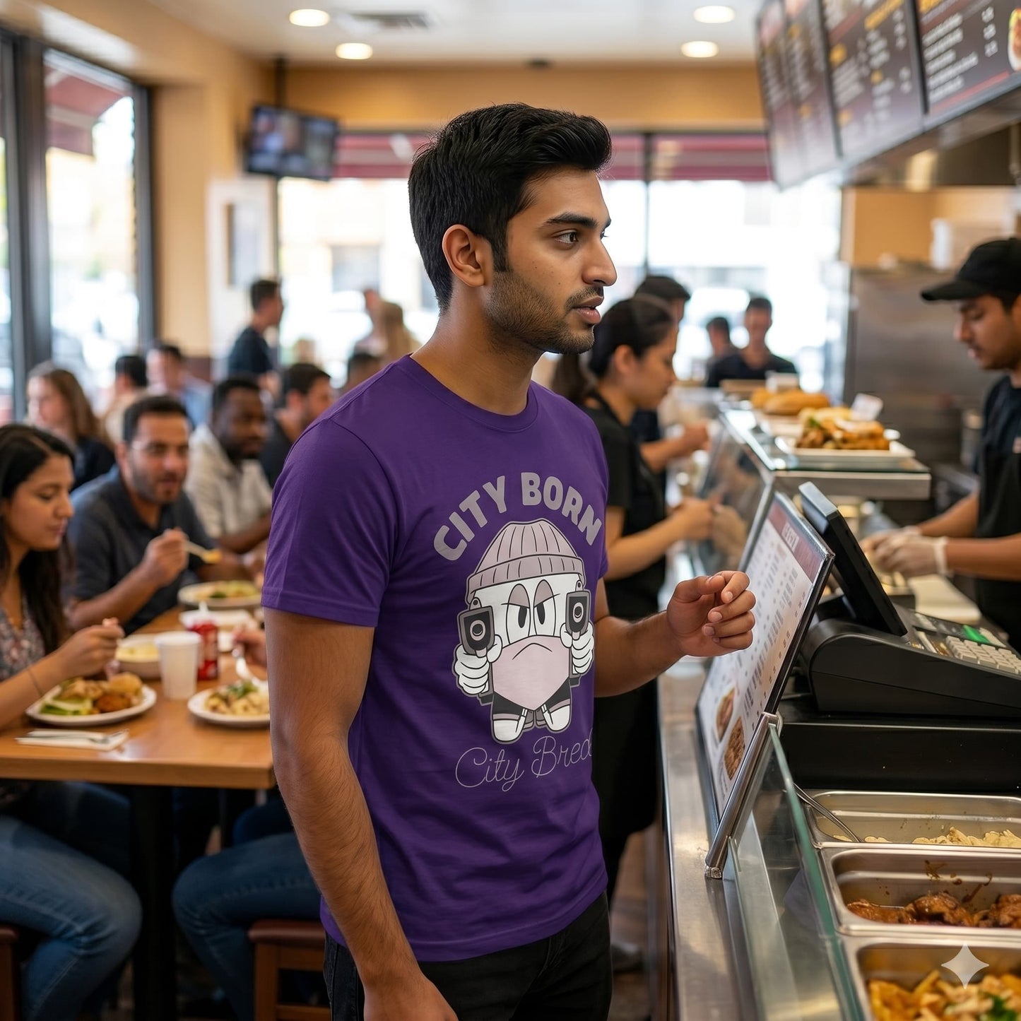 Men's Purple Round Neck T-shirt