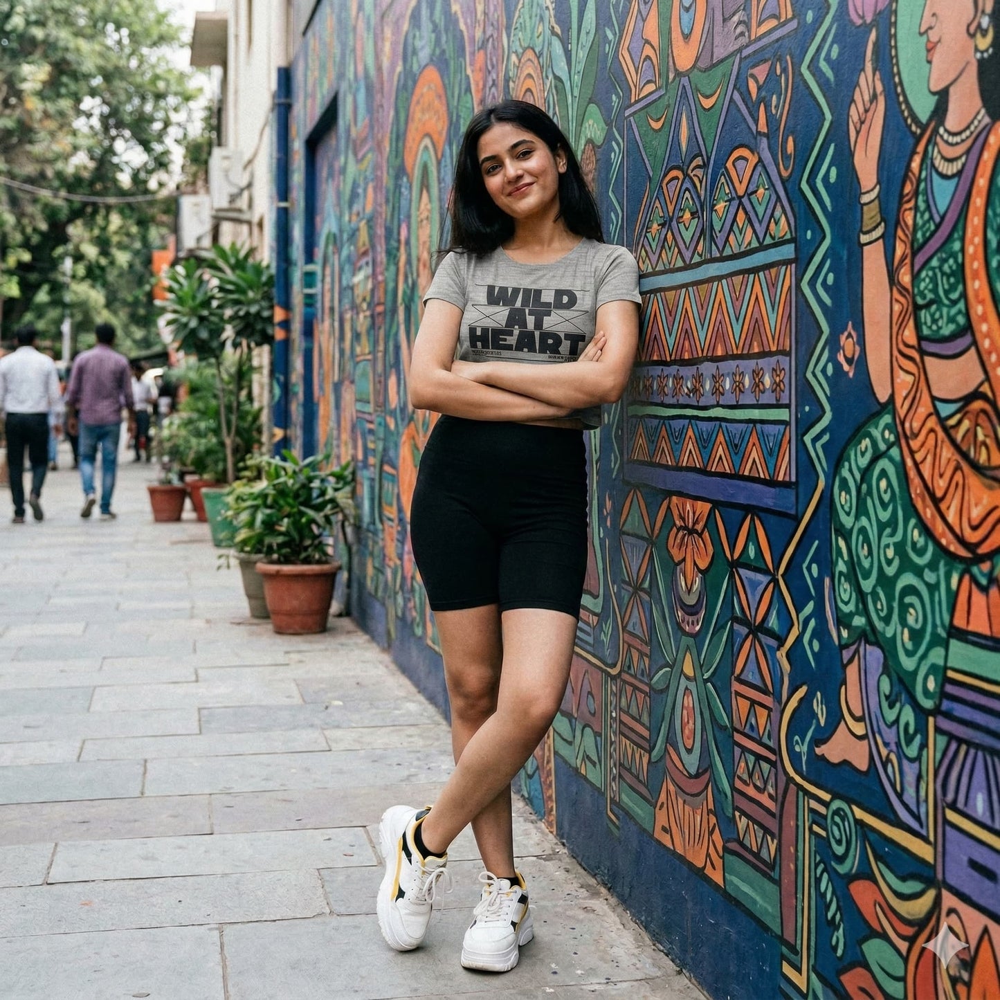 Women's Melange Grey Crop Tops